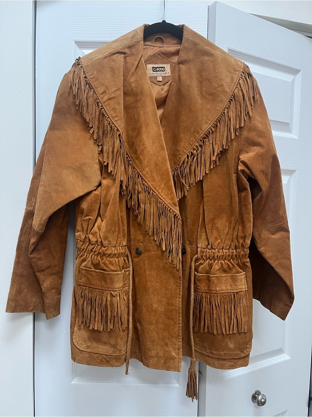 VTG G4000 Genuine Suede Leather Fringe Western Cowboy Jacket - L